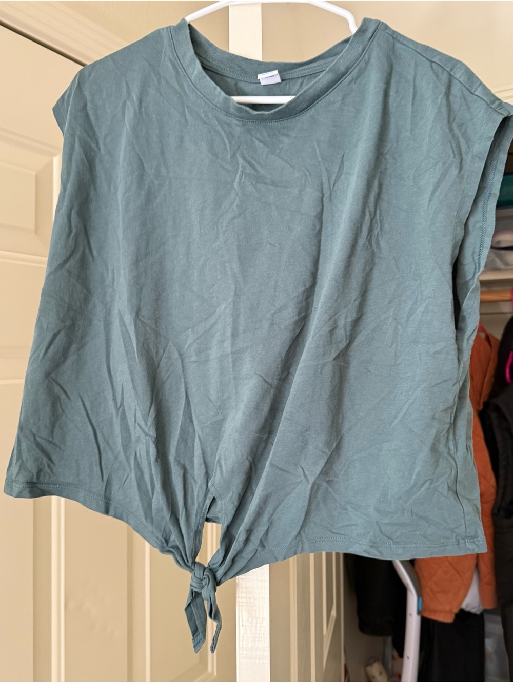Old Navy Sage Green Tie-Front Sleeveless Tank Top